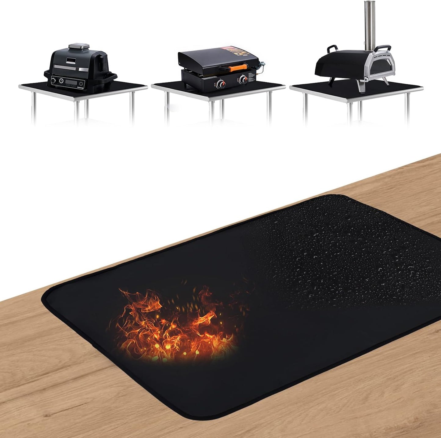 Tapete ignífugo impermeable para parrilla 24x31pulg