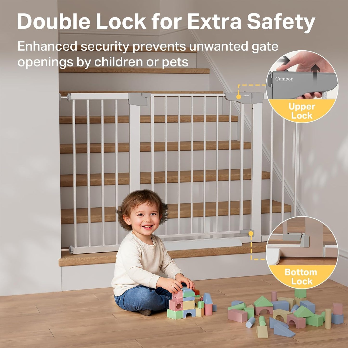 Puerta bebé ancha 75.4x130.8cm autocierre seguridad pasillos