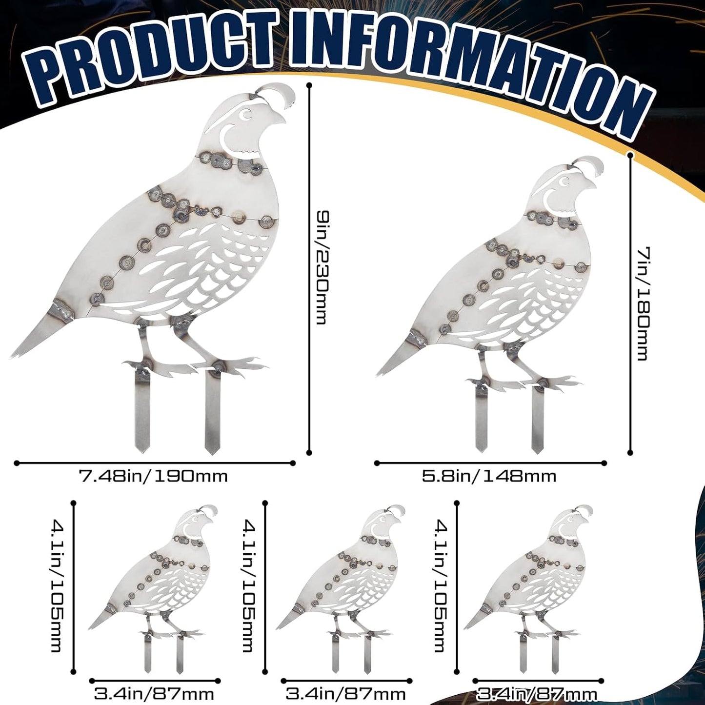 5 Pack Kit Soldadura Codornices Metal Patio Jardín