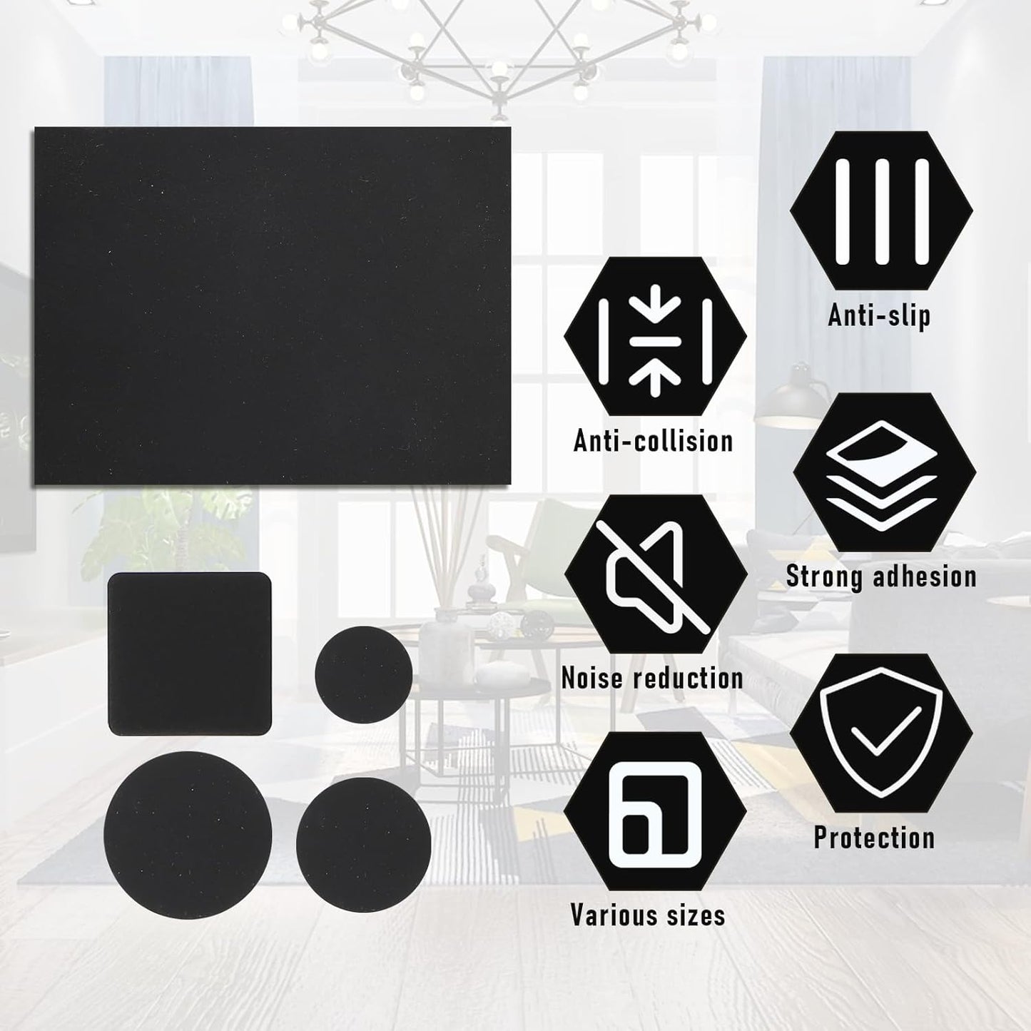 Almohadillas antiderrap silicón autoadhesivas para muebles