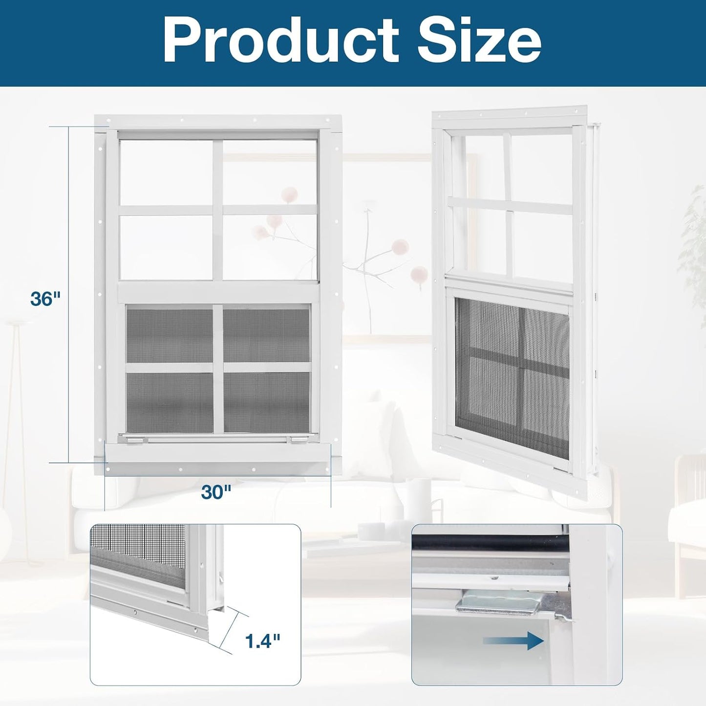 2 Ventanas Cobertizo 30x36pulg Vidrio Templado Fibra