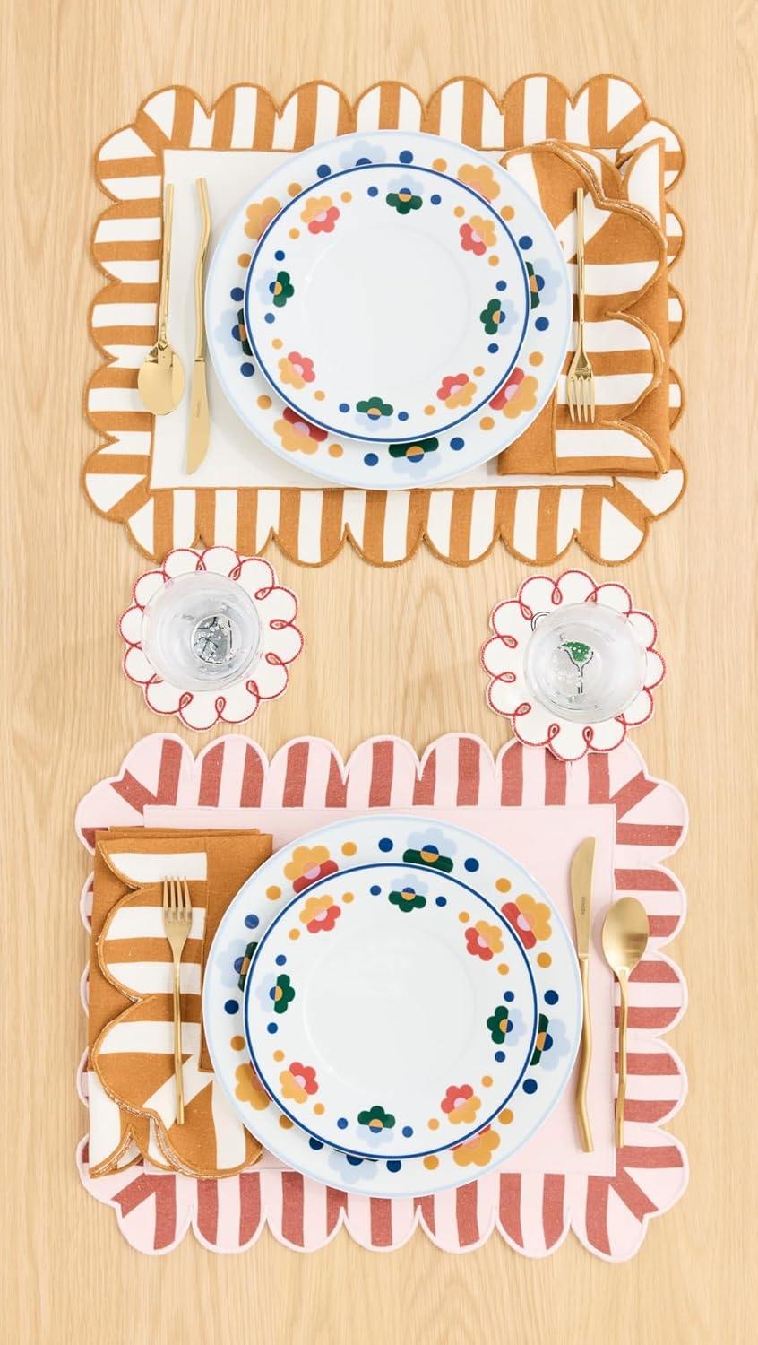 Set 4 servilletas doble cara estampado con volados