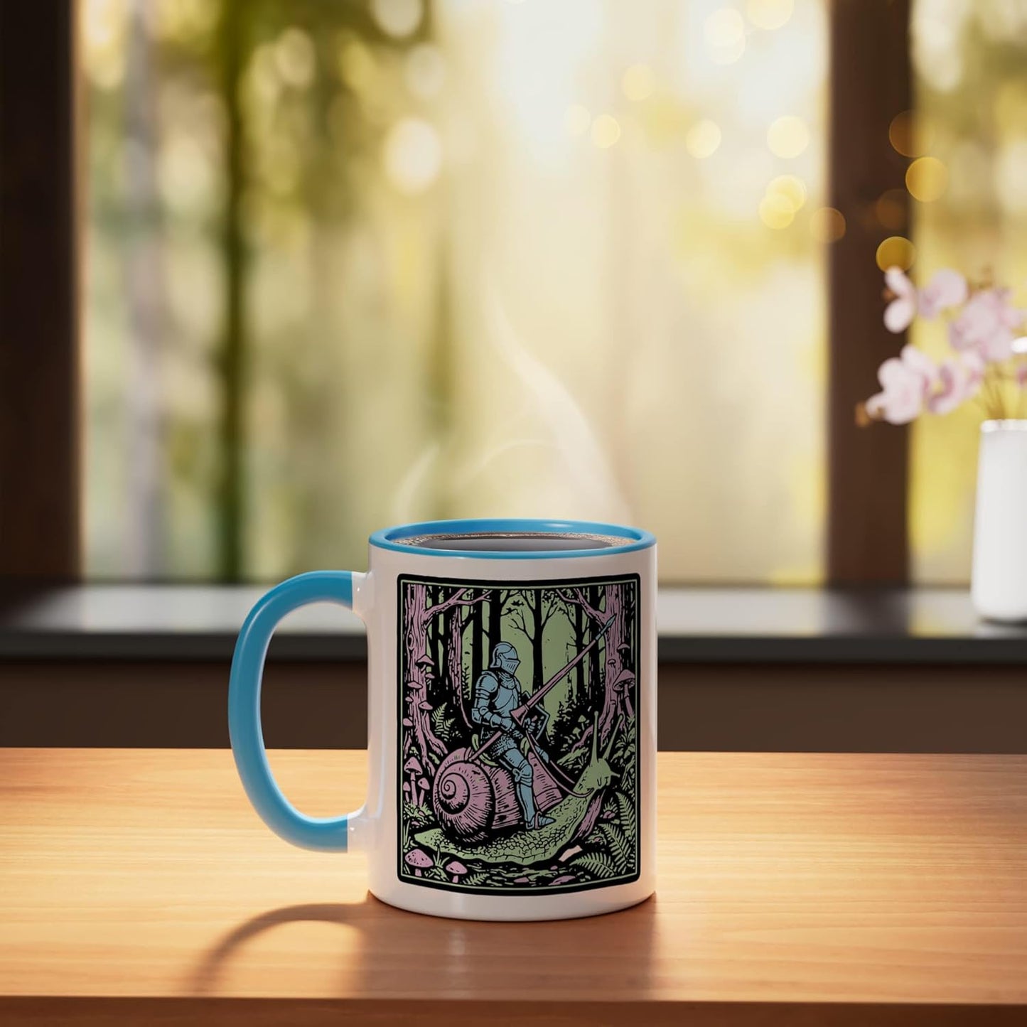 Taza de cerámica con diseño de caracol Knight Riding