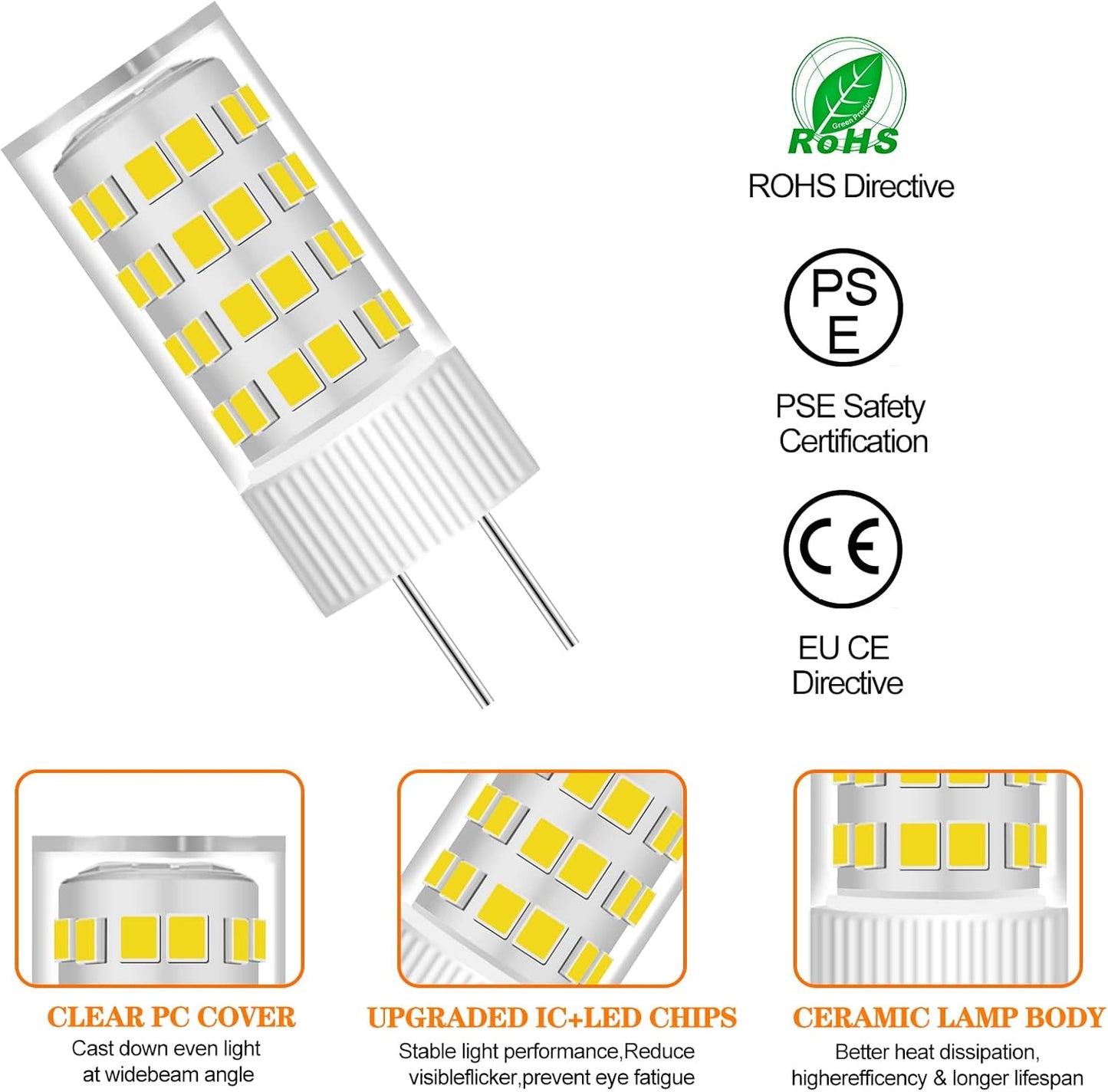 Lámpara LED T3/T4 G6.35 4W 3000K 2 Pzas