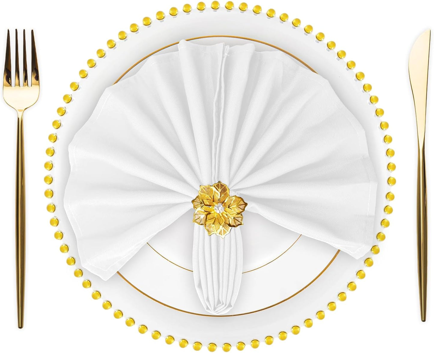 Set 120 servilletas tela poliéster 17x17pulg blanca
