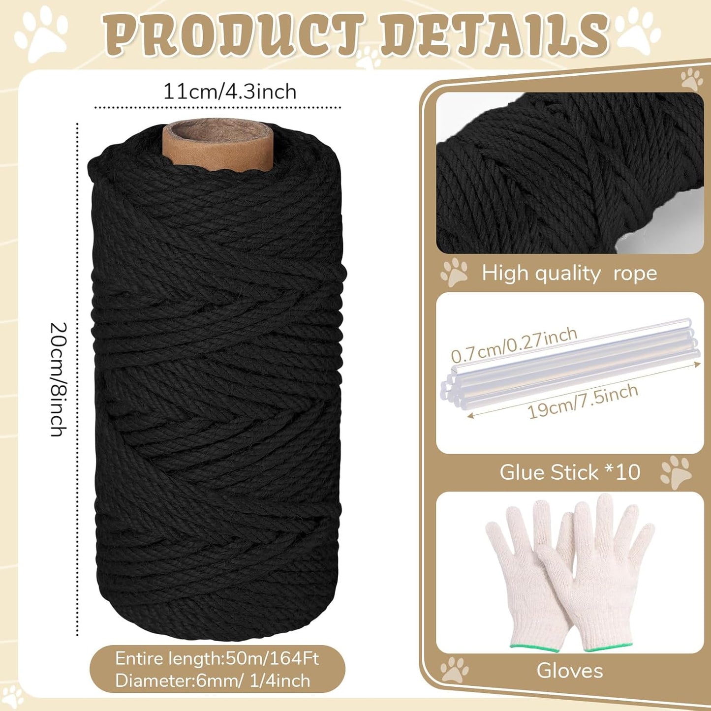 Cuerda sisal natural para gatos bohemia colorida multiuso