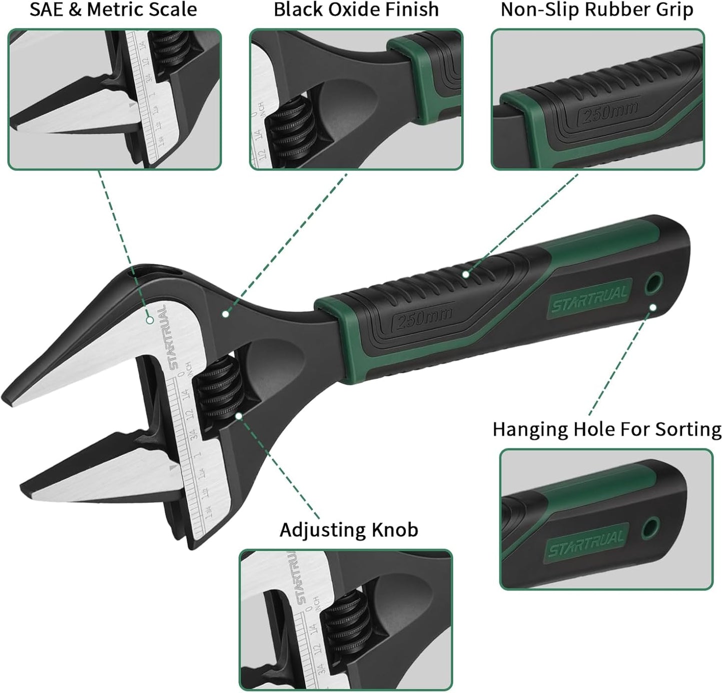 Llave ajustable mandíbula 6-10pulg óxido negro acero CrV