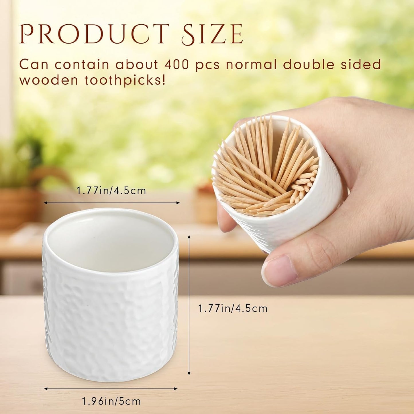 Soporte de cerámica blanca para palillos de dientes 4 piezas