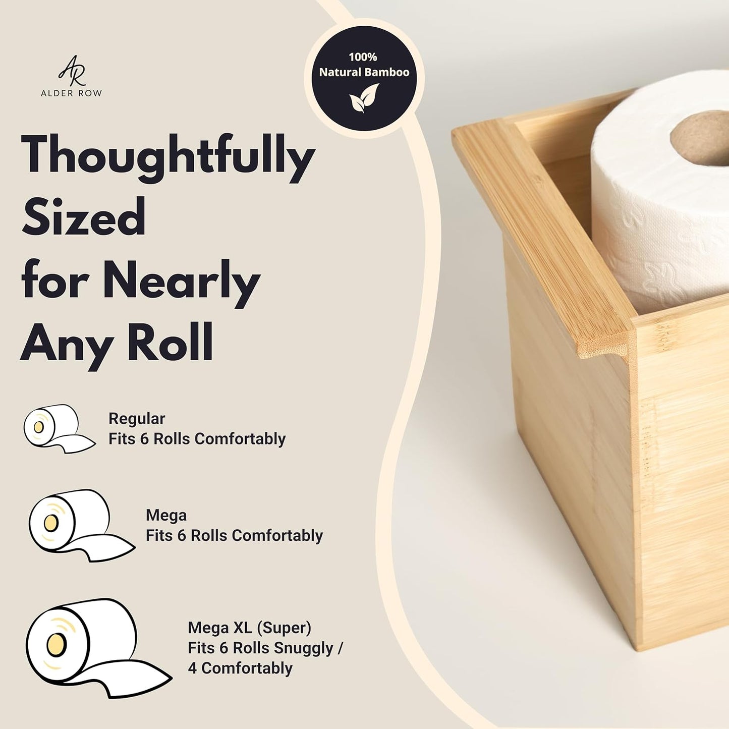 Soporte papel higiénico bambú organizador baño moderno