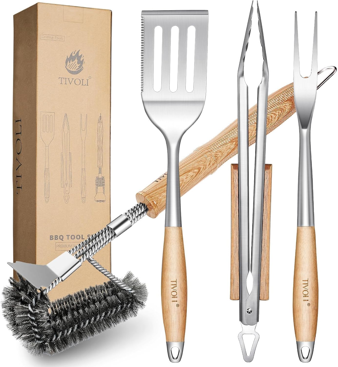 Set 4 Utensilios Barbacoa Acero Inox