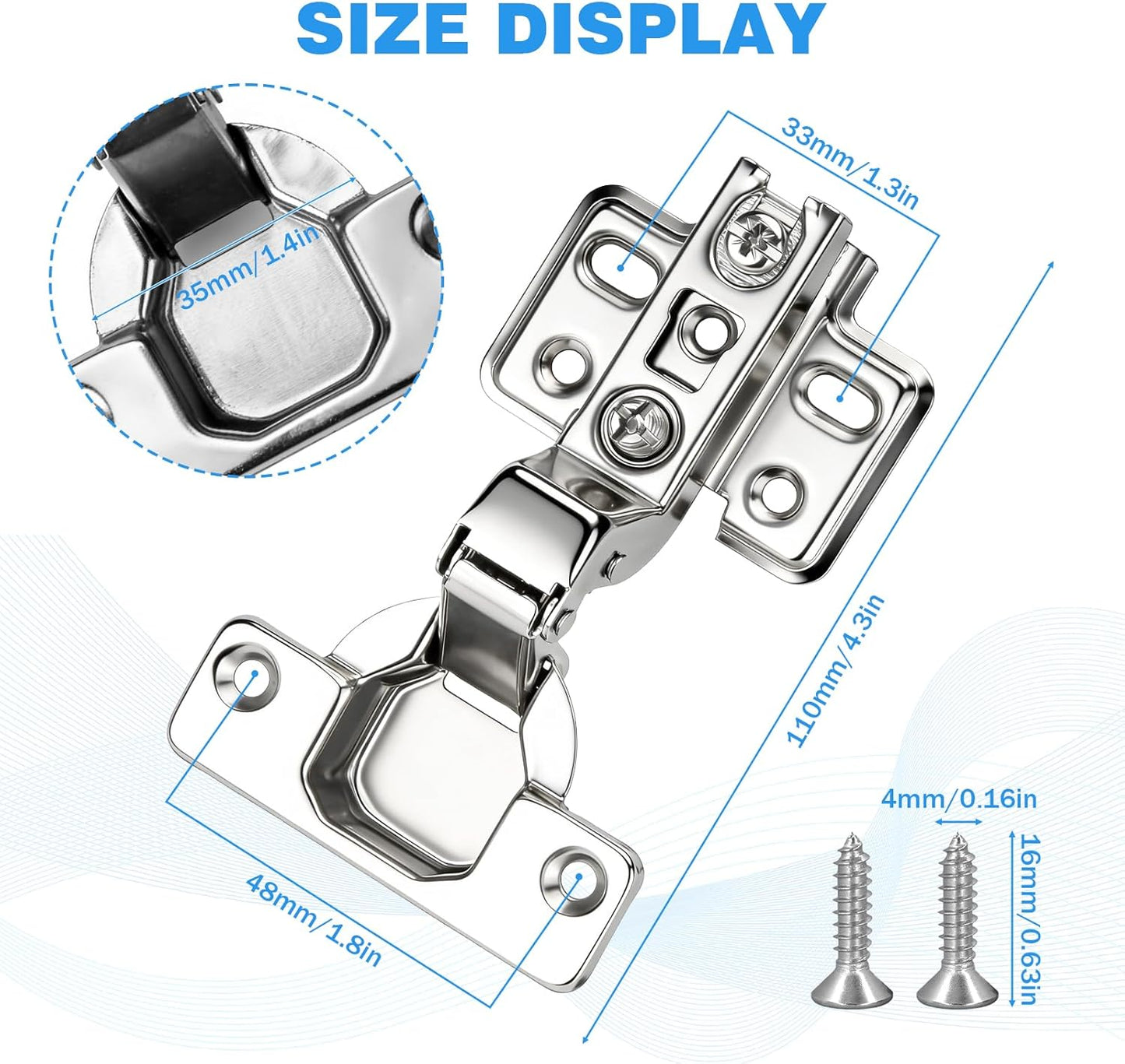 Pack 2 Bisagra cocina suave cierre 35mm 90-110 grados con tornillos