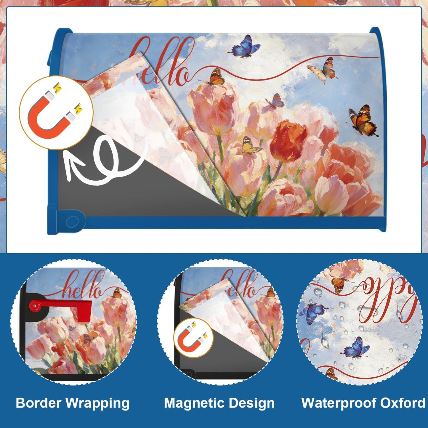 Fundas magnéticas tulipán mariposa para buzón primavera
