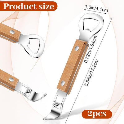 2 Unids Abrelatas con Imán Mango Madera Acero Inox para S Bebidas