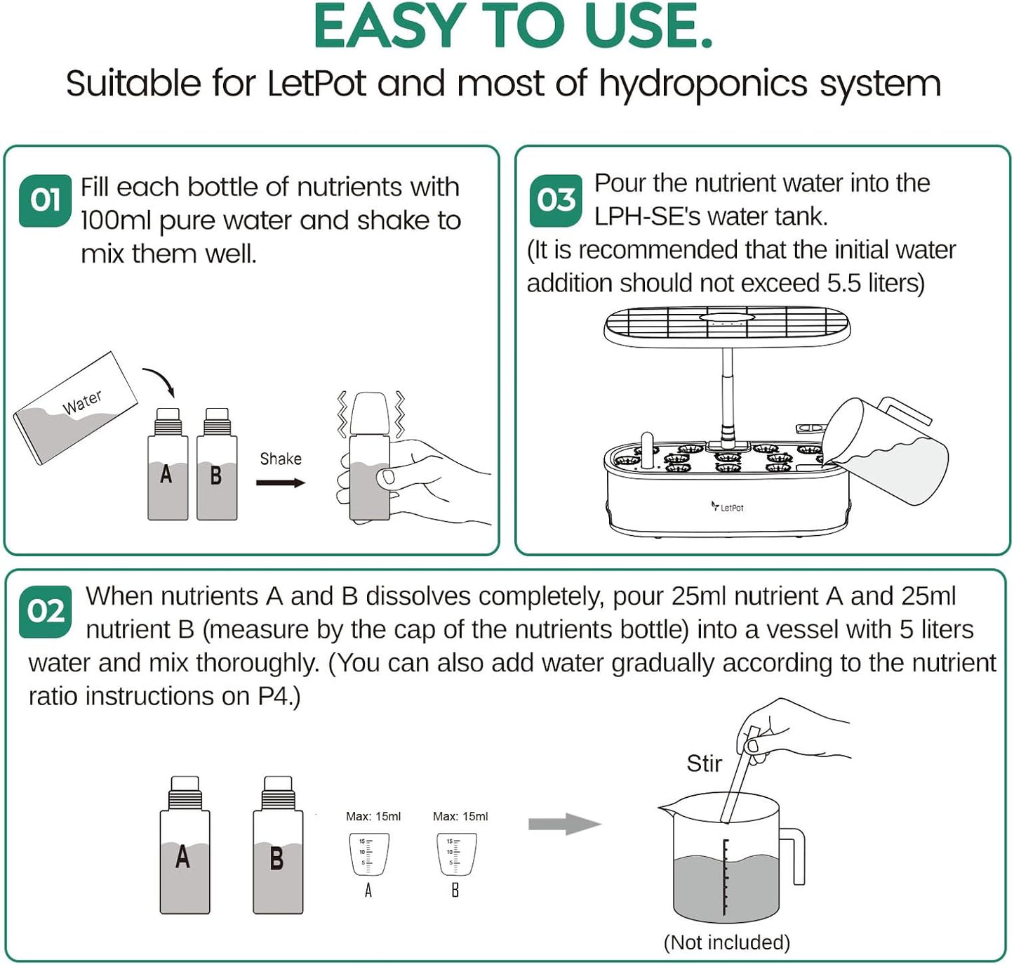 Fertilizante hidropónico soluciones A y B 3.4oz 2 botellas