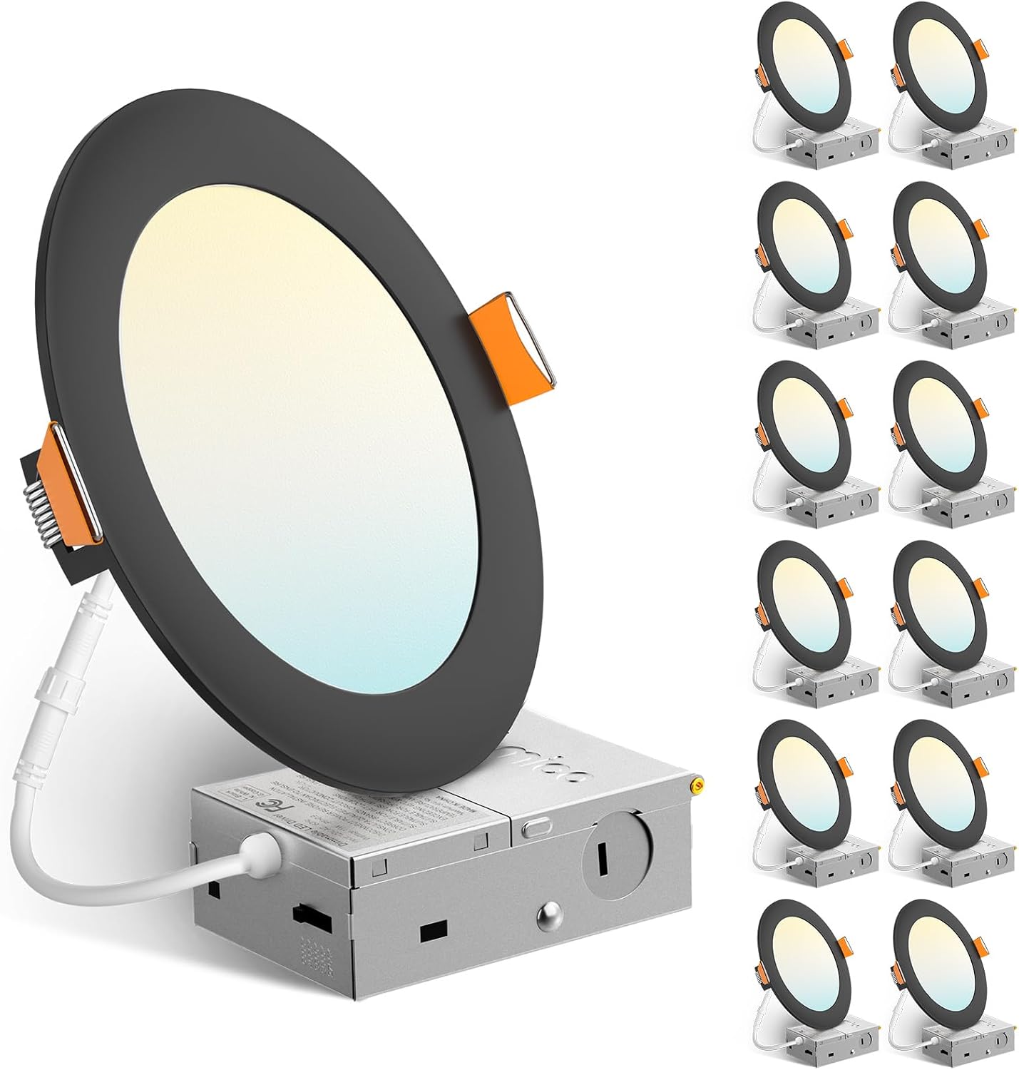 12 Lámparas LED empotrables 6pulg CCT 2700K-5000K