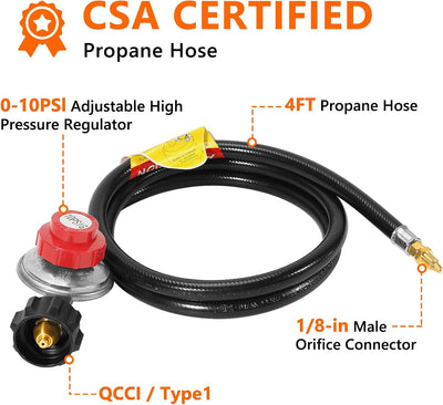Regulador propano 0-10 PSI manguera 5ft comp GasOne Outvita
