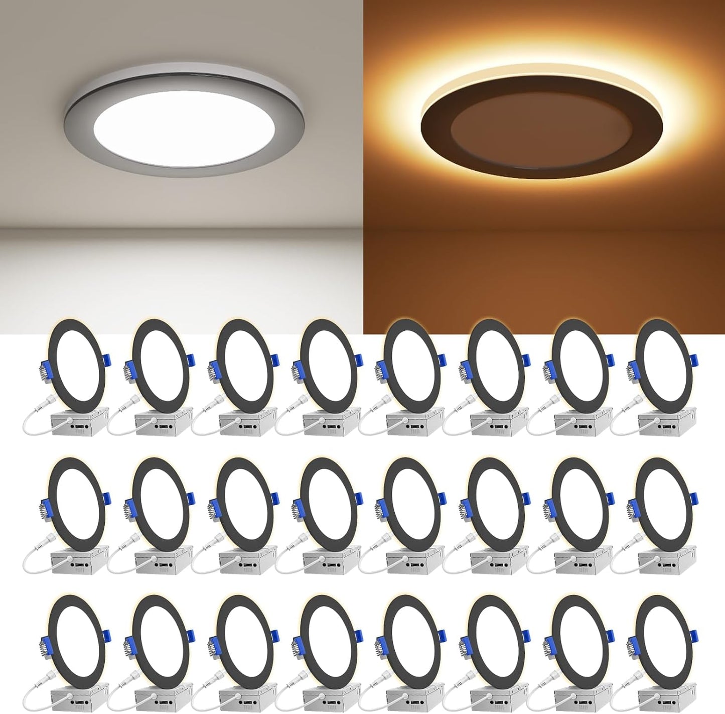24 Luces empotrables 6pulg LED 2700K-5000K sin lata