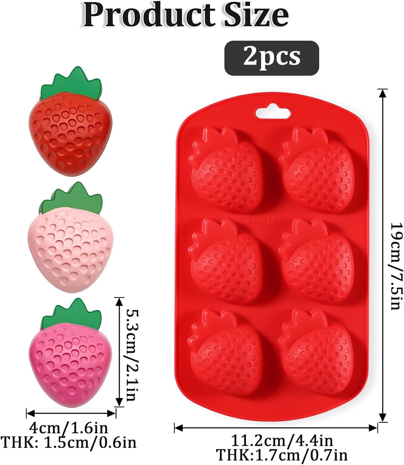 Moldes de silicona 3D para fresas y fondant, para decorar pasteles y hacer chocolate, caramelos, velas