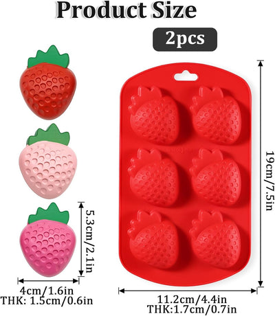 Moldes de silicona 3D para fresas y fondant, para decorar pasteles y hacer chocolate, caramelos, velas
