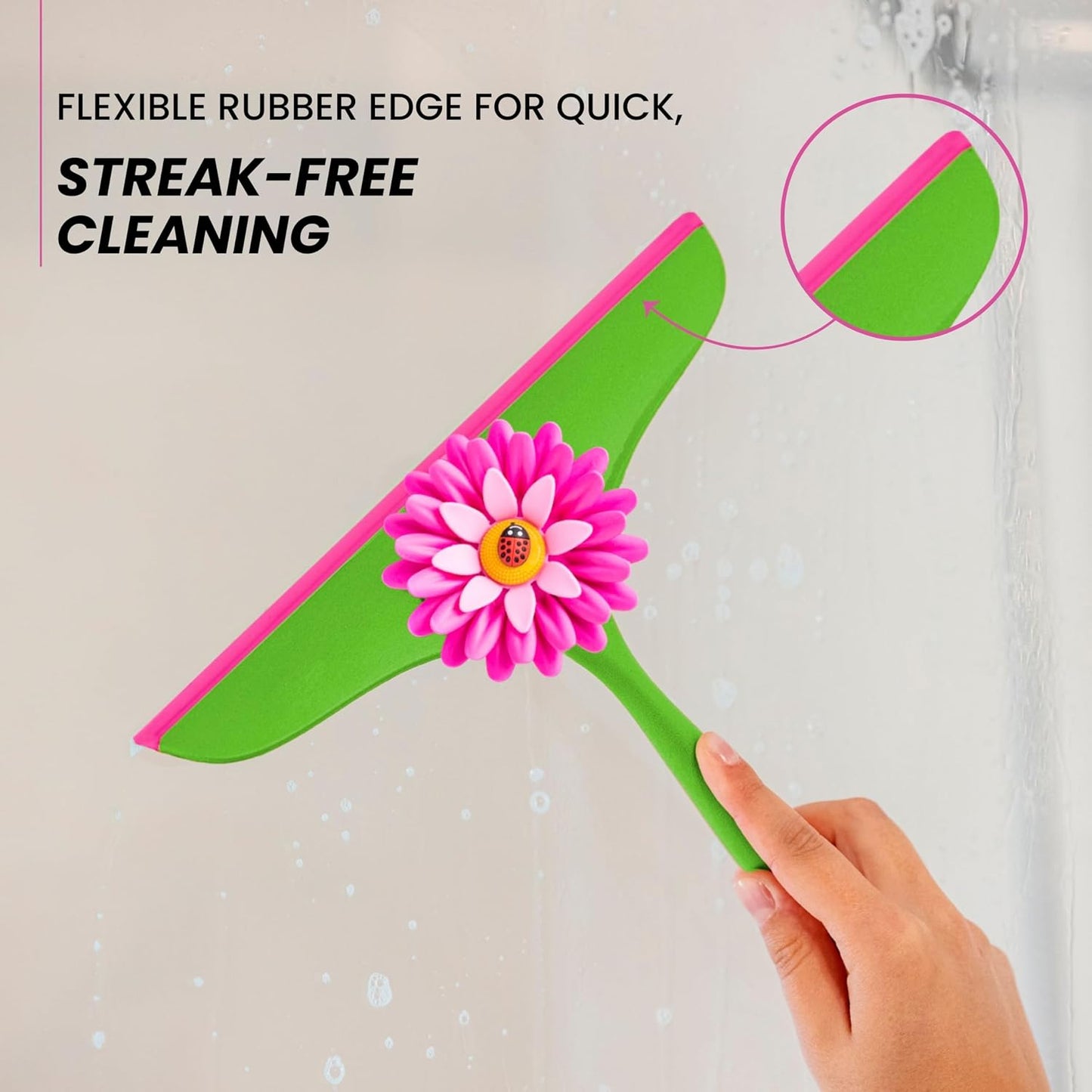 Escobilla multiusos 9pulg ducha cristal pared rosa verde