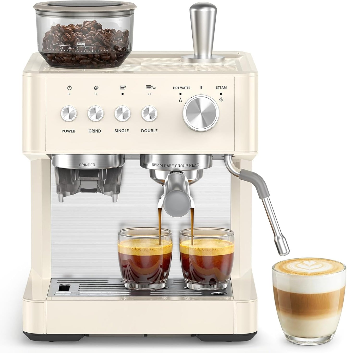 Máquina Espresso 20 Bar con Molinillo Espumador Leche