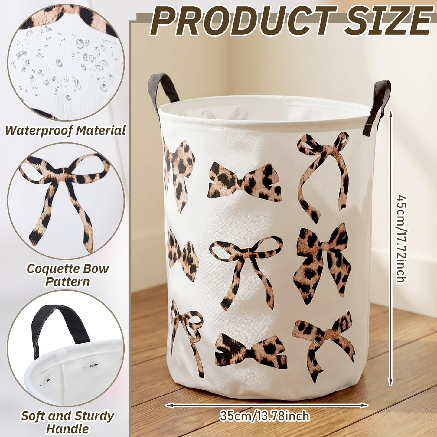 Cesta lavandería lazo estampado leopardo decoración hogar