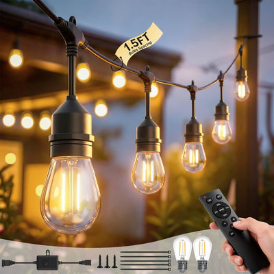 Tira luces S14 50ft 322 bombillas 2W IP65 regulable control remoto