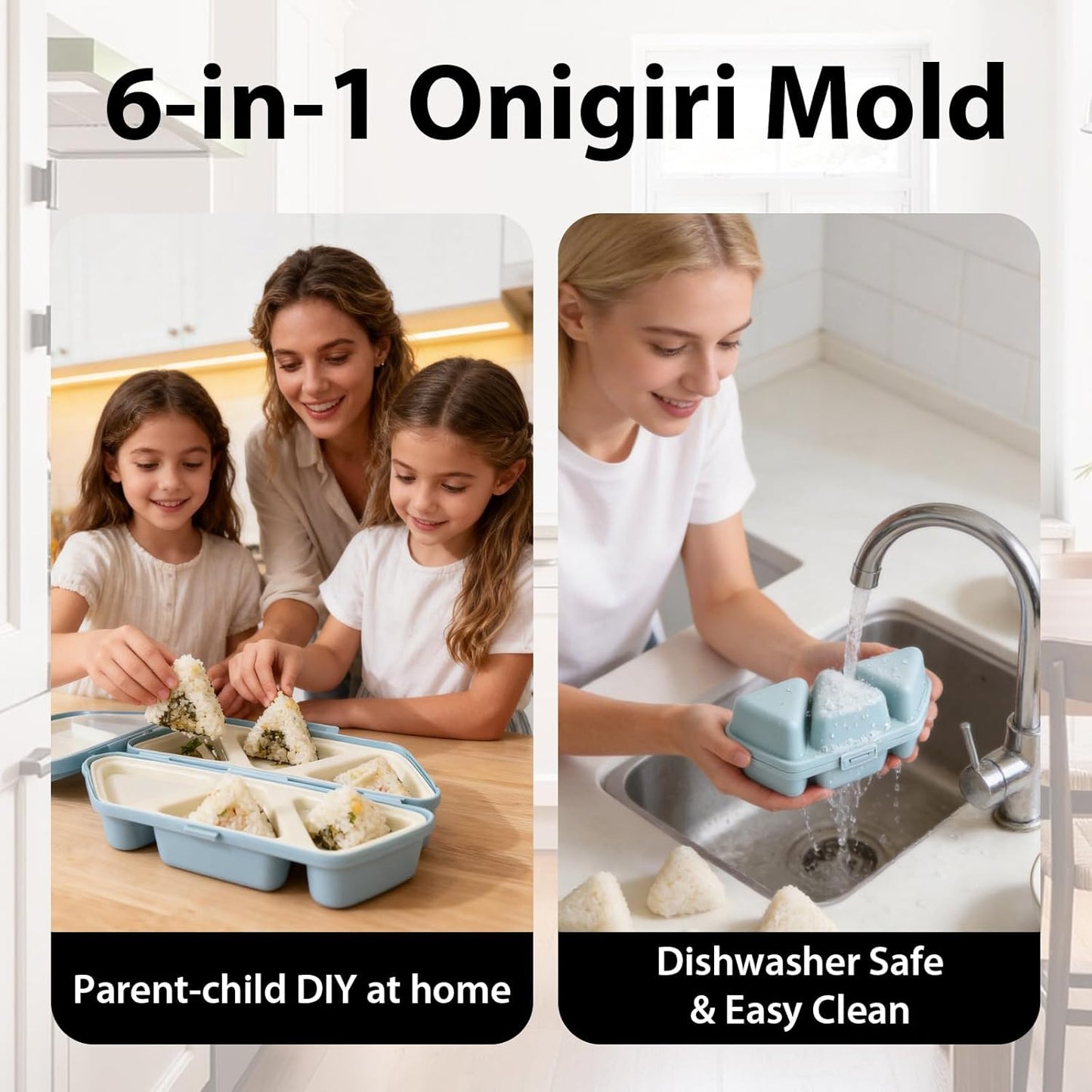 Molde Onigiri 6en1 Triangular para Sushi Almacenar