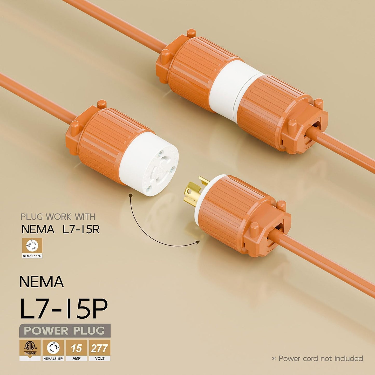 Enchufe NEMA L7-15P bloqueo giratorio 15A 277V