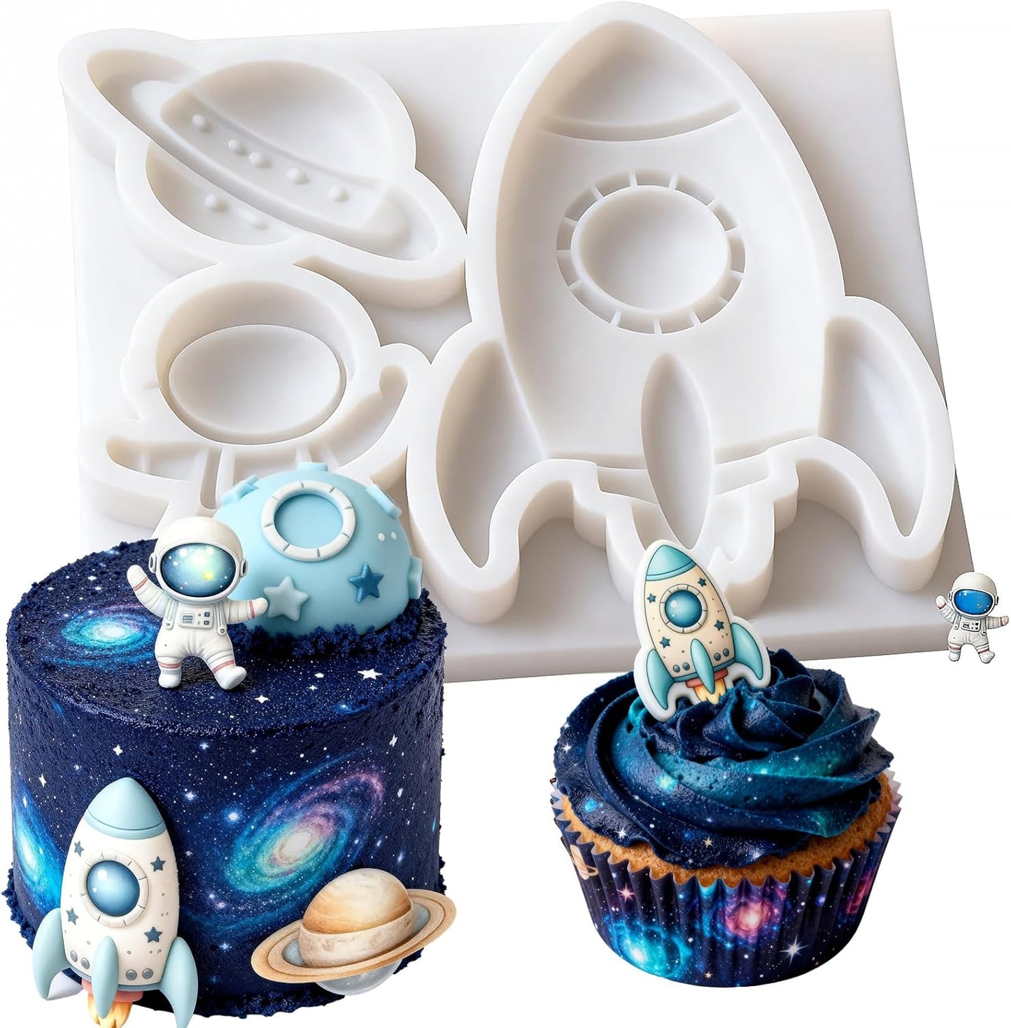 Molde silicona espacial fondant cupcakes pasteles mousse