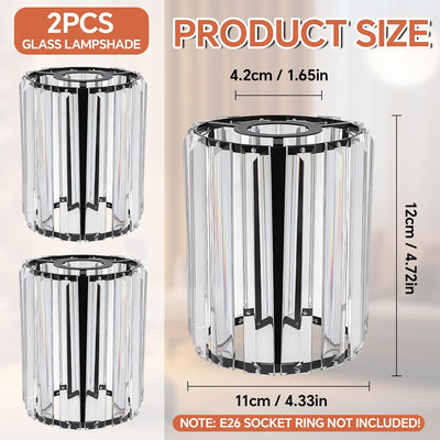 Set 2 Pantallas Cristal Modernas E26 Base 1.65x4.3x4.7pulg