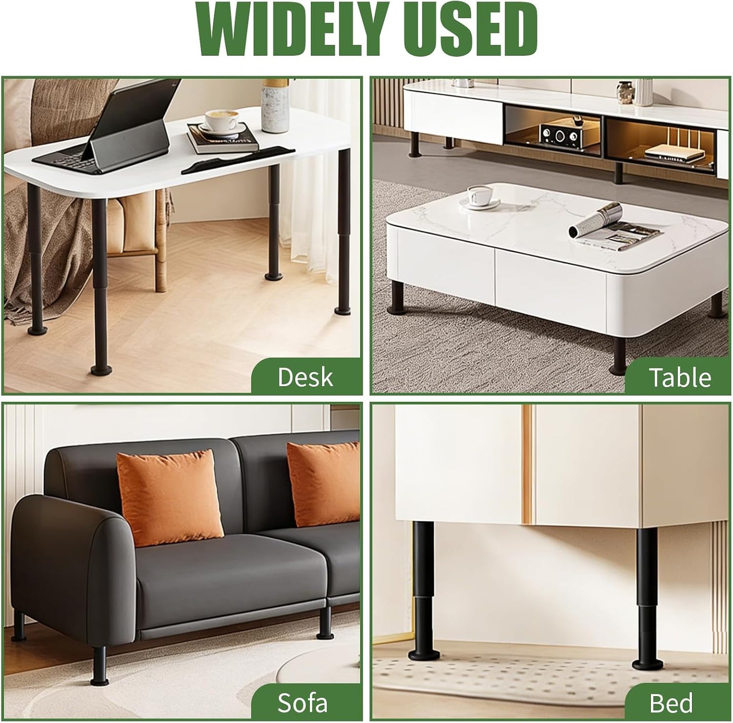 Patas ajustables para muebles 4 pzas 16.5-29.9pulg