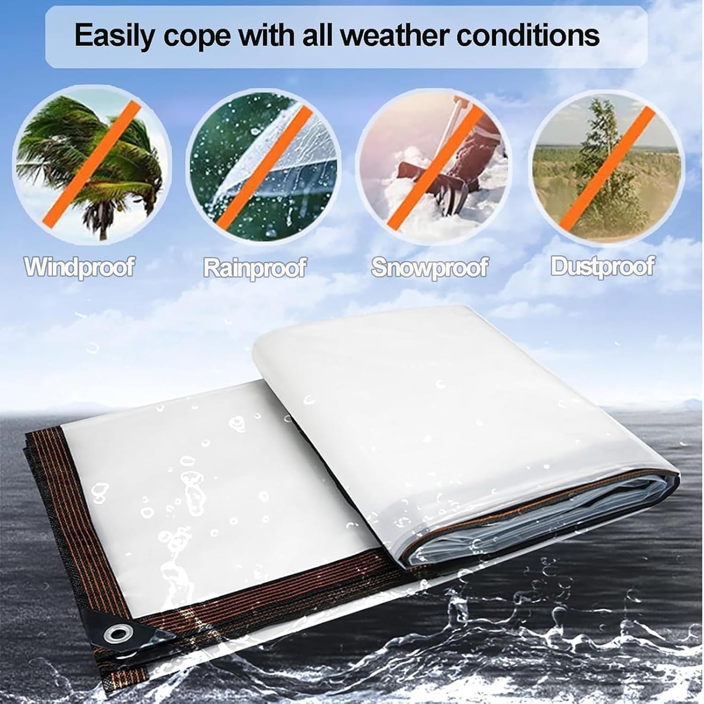 Lona transparente plástico impermeable con ojales 3x12ft