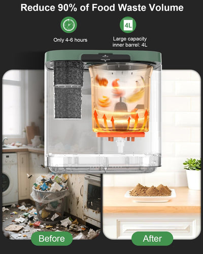 Compostador eléctrico 4L cocina con ventana inodoro bajo ruido