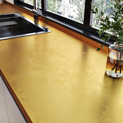 Papel Tapiz Metálico Dorado Adhesivo Impermeable para Armarios