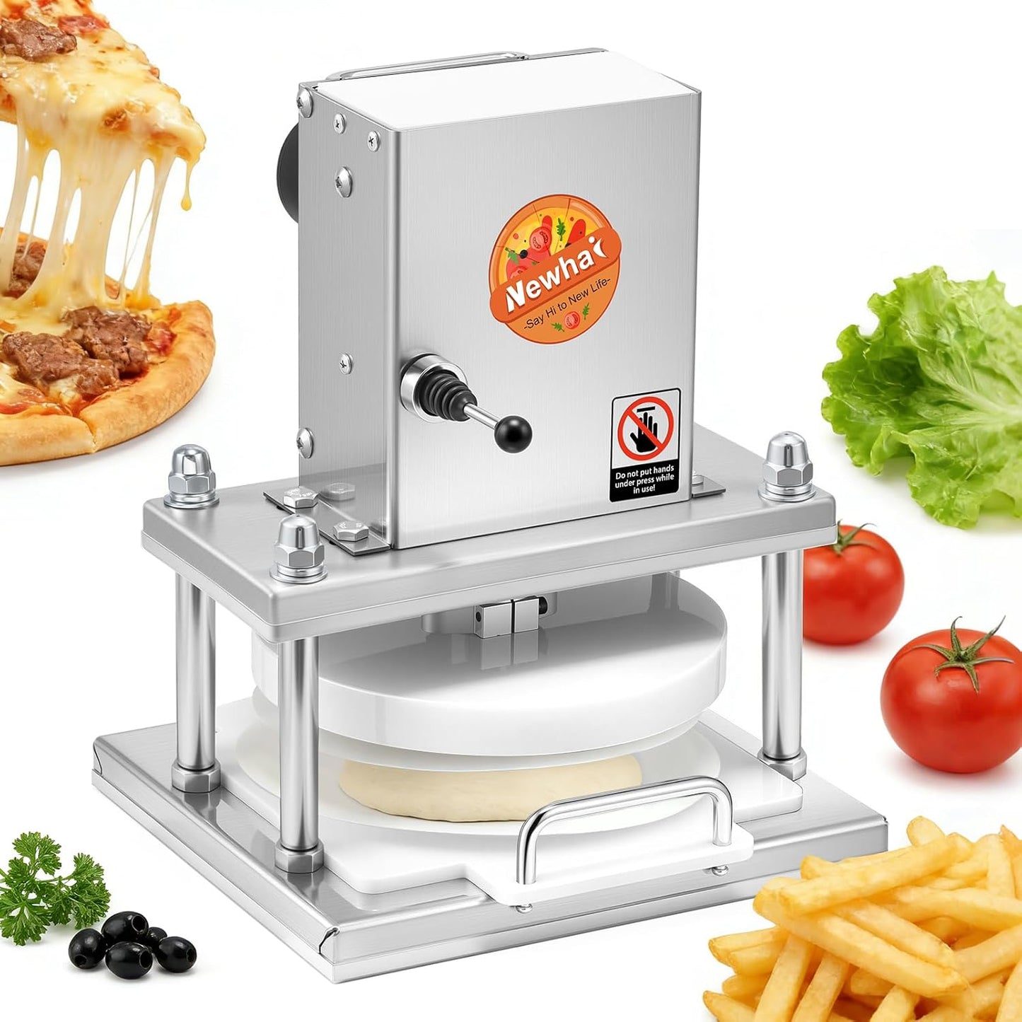 Máquina prensa masa pizza 8.6pulg acero inox