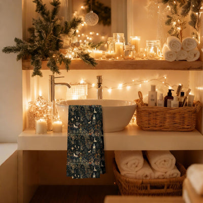 Toallas de cocina góticas medievales con diseño bosque oscuro y bruja