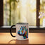 Taza cerámica de hipopótamo geométrico en negro y blanco