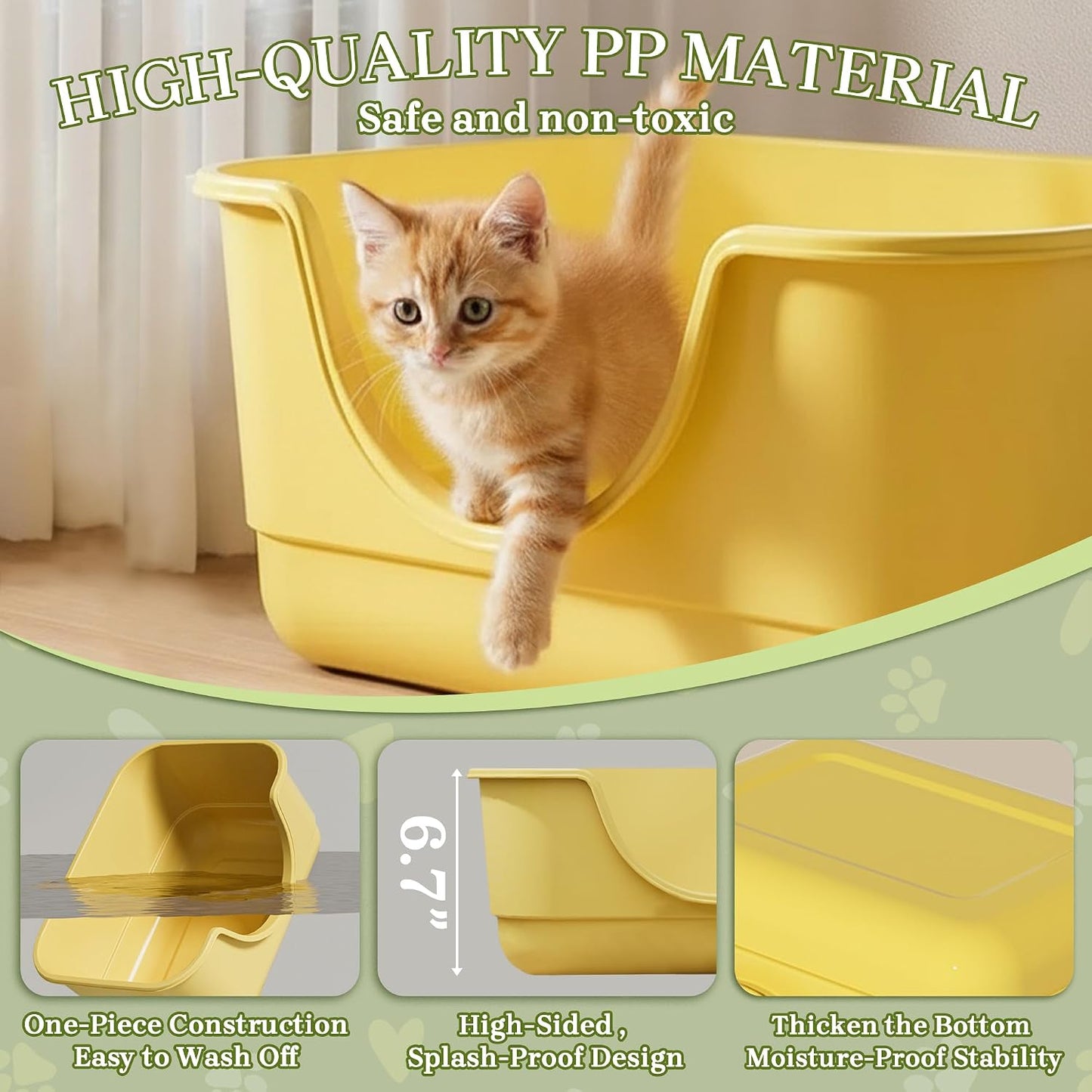 Caja arena gatitos plástico abierta 15.7x11.8pulg