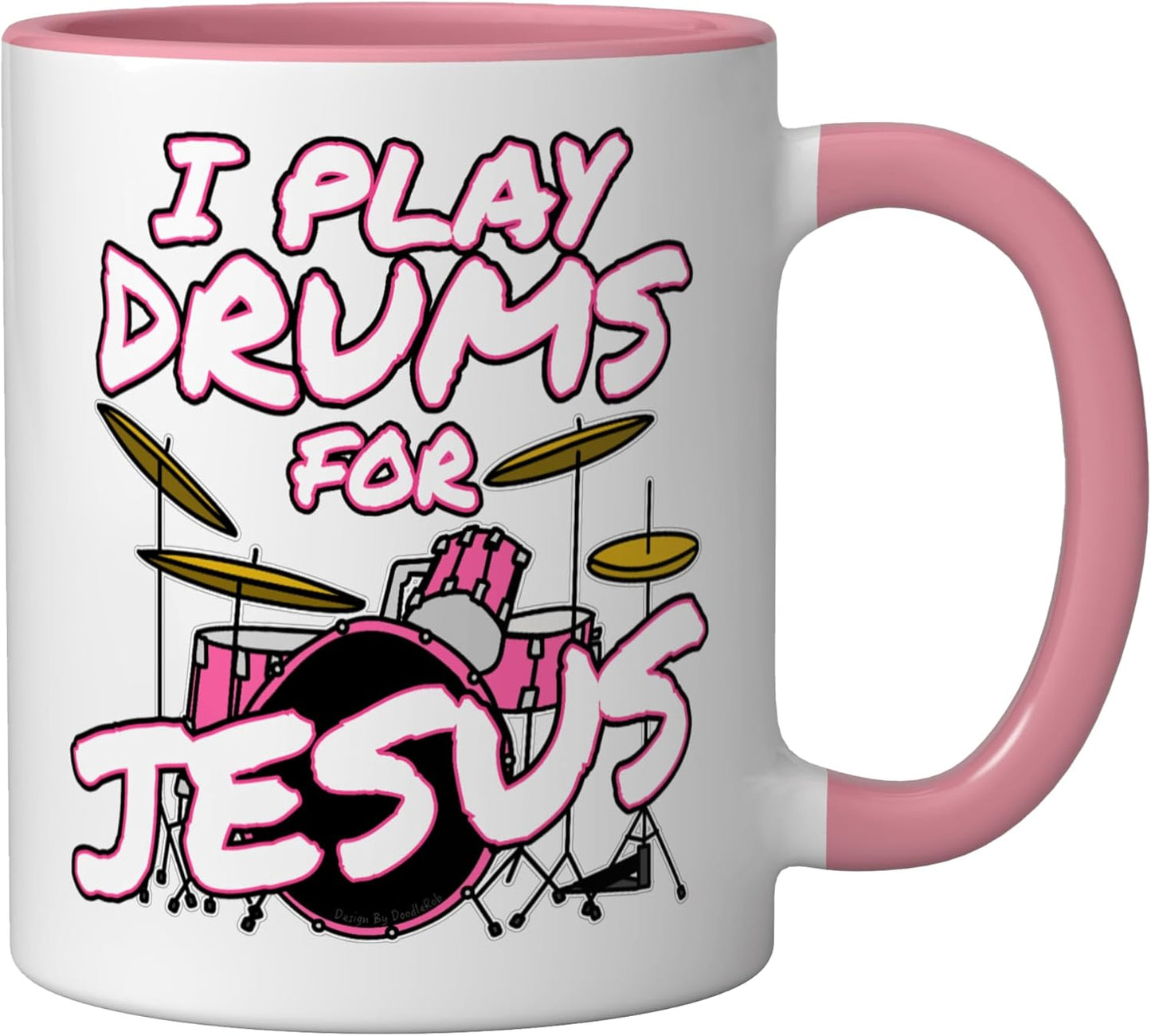 Taza Cerámica para Músico Cristiano Rosa/Blanca