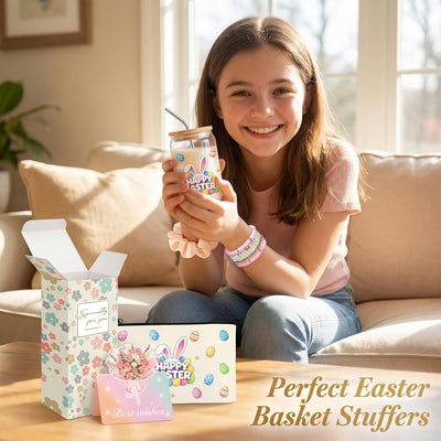 Regalos de Pascua para adolescentes y mujeres, taza de café con tapa y pajita