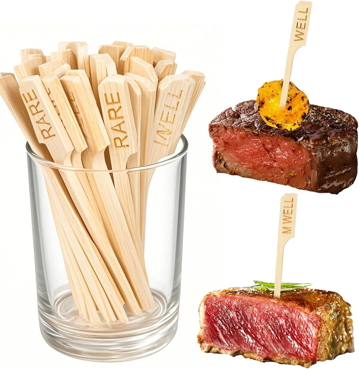 500 Pinchos Bambú 3.5pulg Marcadores Bambú para BQ Fiesta