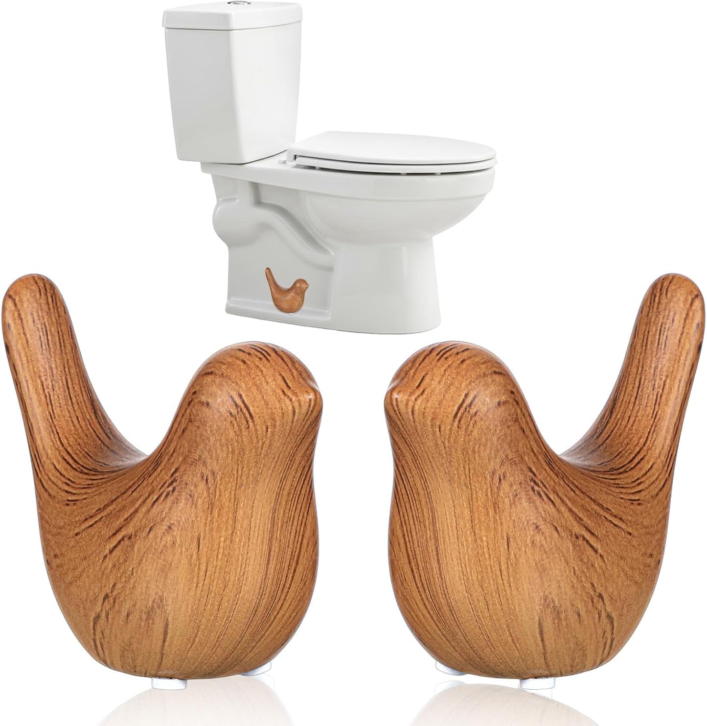 2 Pack Fundas Inodoro Cerámica Estilo Madera Accesorio Baño