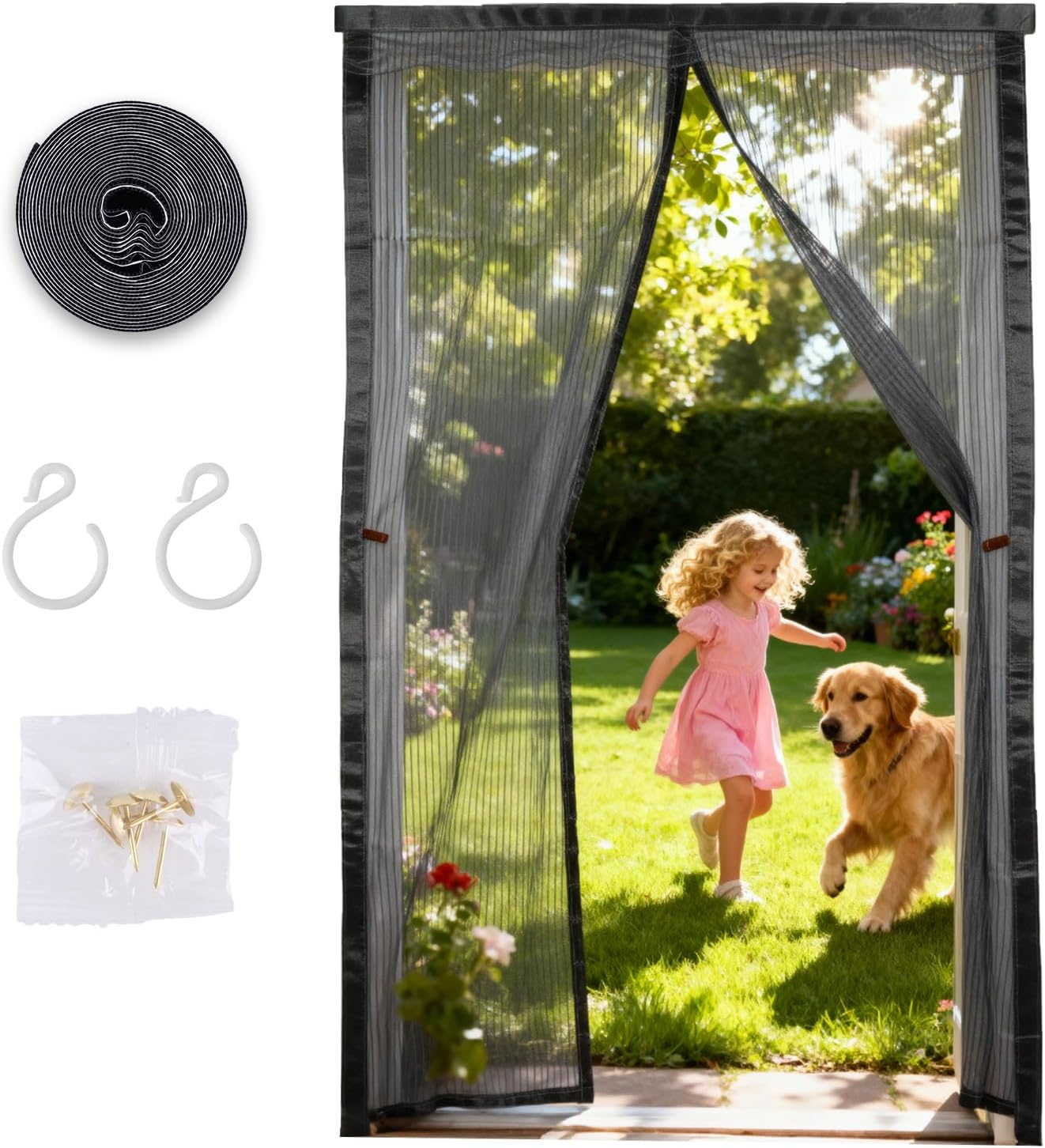 Malla magnética para puerta cortina 36x82pulg resistente