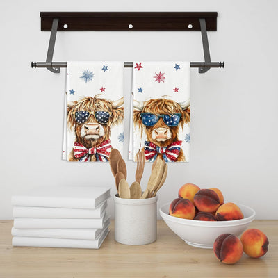 Set 2 Toallas Cocina Estilo Vacas Patrióticas 4 de Julio