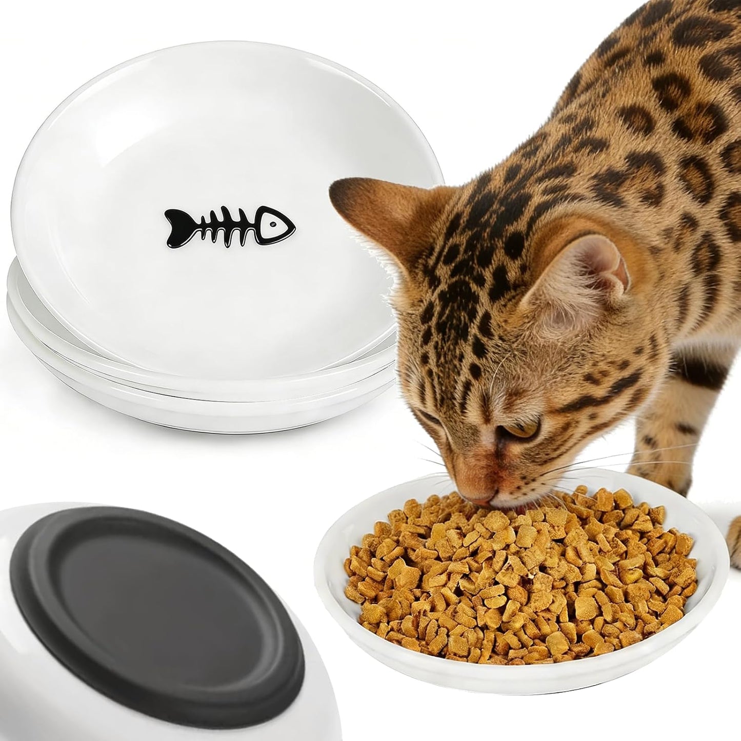 Cuencos antideslizantes para gatos 3 pzas cerámica platos anchos
