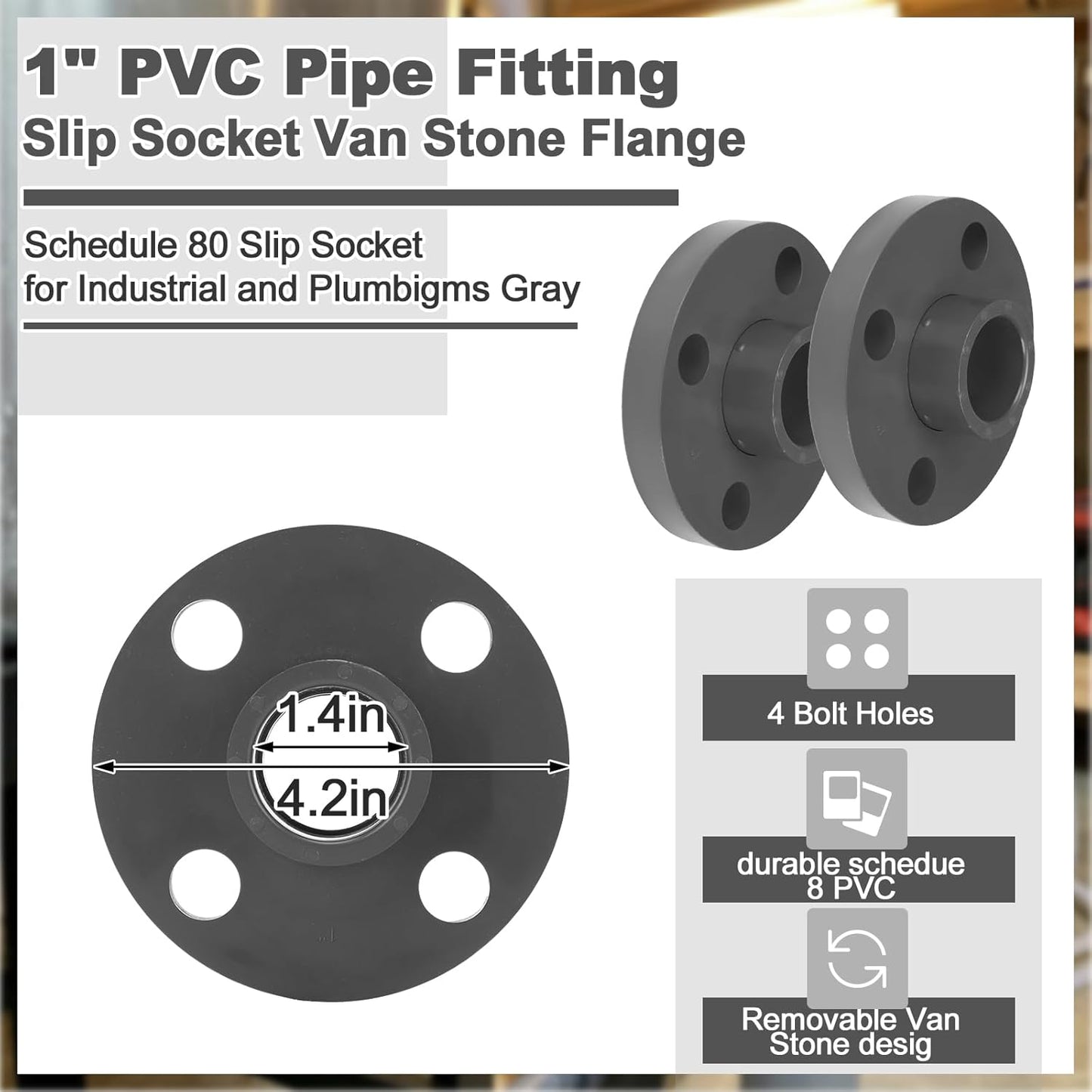 2 Pzas Conexión PVC Gris para Fontanería Industrial