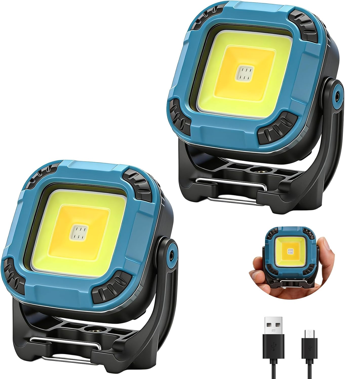 2 Luces Trabajo Recargables Magnéticas 1100lm IP65