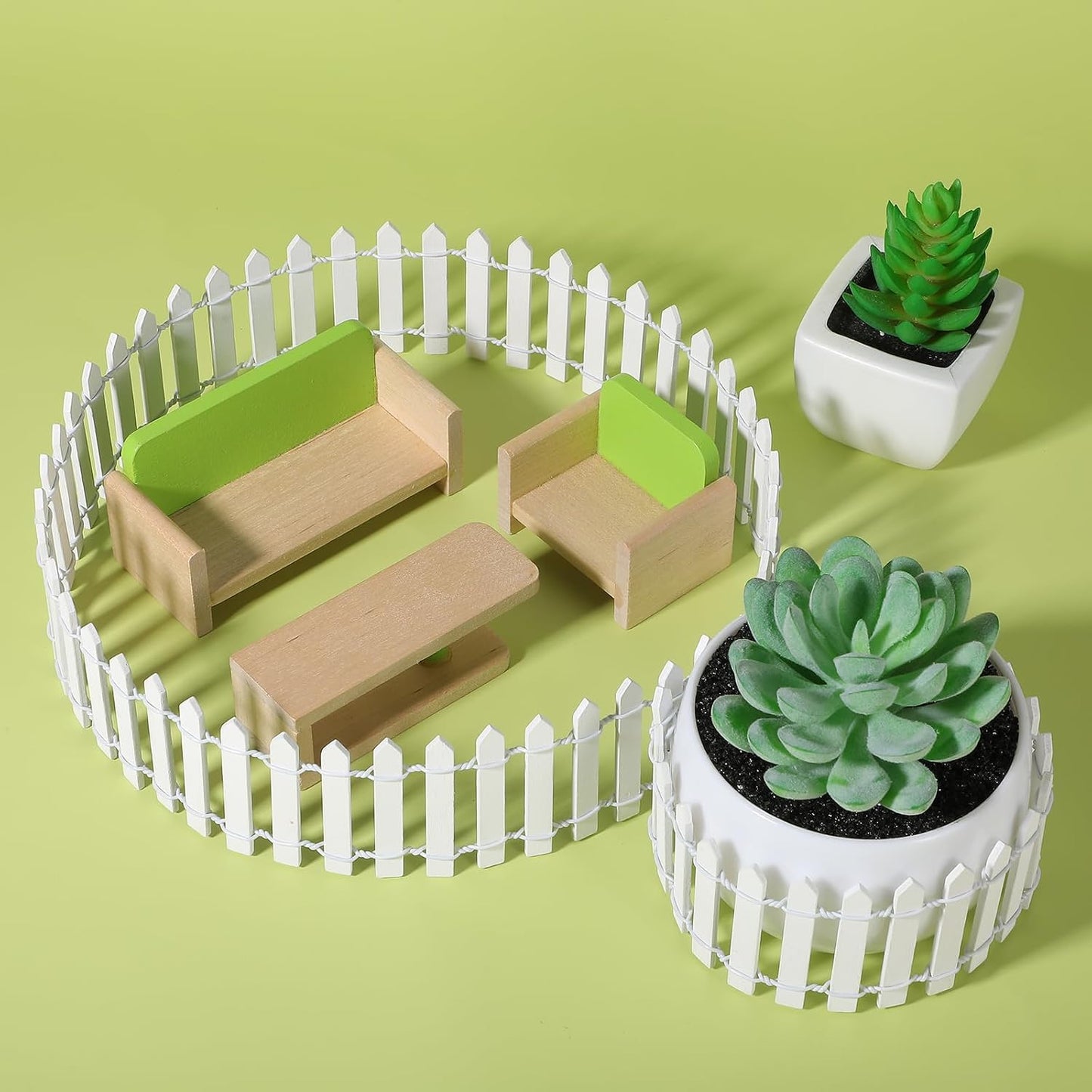Valla decorativa de madera para jardín de hadas 35pulg