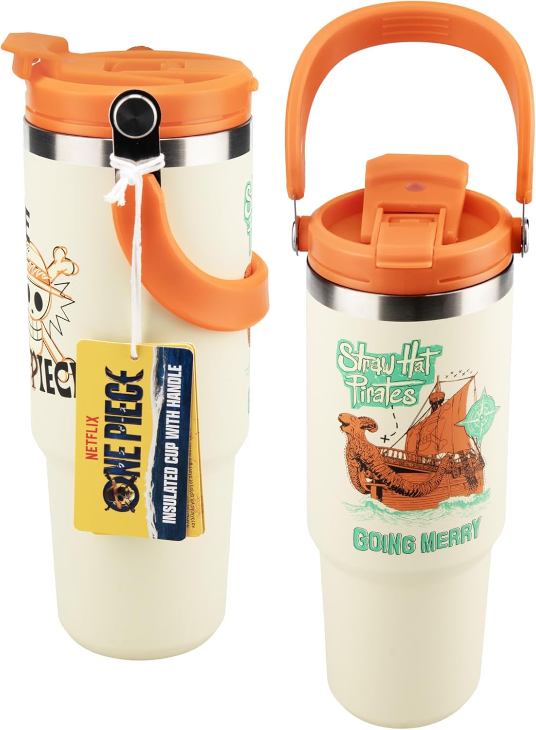 Vaso aislado Paladone de 30.4 fl oz con asa y popote